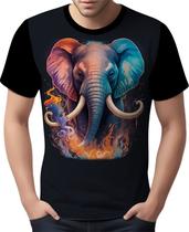 Camisa Camiseta Estampada Elefante Fogo Ilustração Moda 4