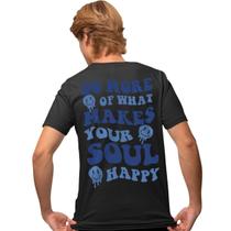 Camisa Camiseta Estampada Masculina em Algodão 30.1 Your Soul Happy