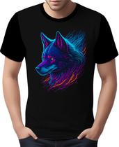 Camisa Camiseta Estampada T-shirt Face Lobo Neon Canino 3