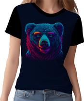 Camisa Camiseta Estampada T-shirt Face Urso Neon Moda 1