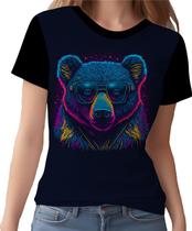 Camisa Camiseta Estampada T-shirt Face Urso Neon Moda 3