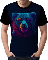 Camisa Camiseta Estampada T-shirt Face Urso Neon Moda 4 Camisa Camiseta Estampada T-shirt Face Urso Neon Moda 4