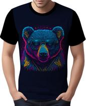 Camisa Camiseta Estampada T-shirt Face Urso Neon Moda 6