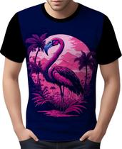 Camisa Camiseta Estampada T-shirt Flamingo Ave Cor Rosa 2