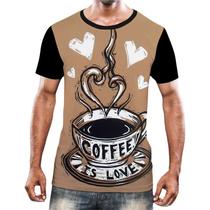 Camisa Camiseta Estampas Eu amo Café Coffee Grãos Arte HD 1