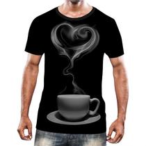 Camisa Camiseta Estampas Eu amo Café Coffee Grãos Arte HD 13