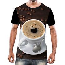 Camisa Camiseta Estampas Eu amo Café Coffee Grãos Arte HD 15