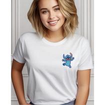 Camisa Camiseta Feminina 100 Algodão Estilosa Stitch Confortavel Moderna Casual Tendencia