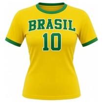 Camisa Camiseta Feminina Brasil 10 Futebol Copa Do Mundo 2026 Hexa Confortável Algodão