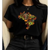 Camisa Camiseta Feminina Brasil Brazil Cristo Redentor Rio de Janeiro Bandeira Cultura Praia Algodão Camisa Camiseta Feminina Brasil Brazil Cristo Redentor Rio de Janeiro Bandeira Cultura Praia Algodão