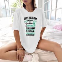 Camisa Camiseta Feminina Estampada Enfermagem Por Amor 100% Algodão Fio 30.1 Penteado