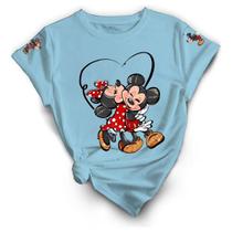 Camisa Camiseta Feminina Minnie Mickey Mouse Desenho Disney Fofo Casal Algodão Confortavel