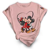 Camisa Camiseta Feminina Minnie Mickey Mouse Desenho Disney Fofo Casal Algodão Confortavel