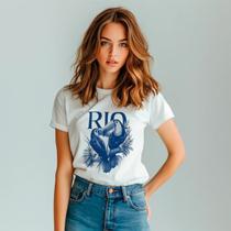 Camisa Camiseta Feminina Rio De Janeiro Inspo Farm Brasil Tucano Flora Algodão Confortavel Casual Camisa Camiseta Feminina Rio De Janeiro Inspo Farm Brasil Tucano Flora Algodão Confortavel Casual