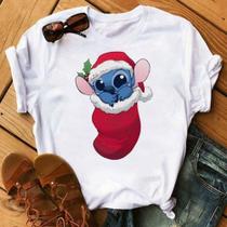 Camisa Camiseta Feminino Desenho Lilo & Stitc Natal Filme