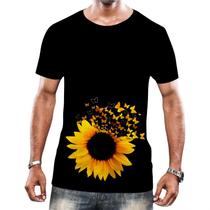 Camisa Camiseta Flor do Sol Girassol Natureza Amarela HD 2 Camisa Camiseta Flor do Sol Girassol Natureza Amarela HD 2