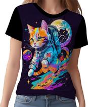Camisa Camiseta Galaxias Gato Astronauta Fofo Marte Lua 4 Camisa Camiseta Galaxias Gato Astronauta Fofo Marte Lua 4