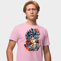 Camisa Camiseta Genuine Grit Masculina Estampada Algodão 30.1 Dragon Ball Z Goku Saiyajin Azul