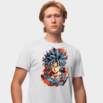 Camisa Camiseta Genuine Grit Masculina Estampada Algodão 30.1 Dragon Ball Z Goku Saiyajin Azul