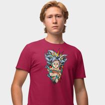 Camisa Camiseta Genuine Grit Masculina Estampada Algodão 30.1 Goku Super Saiyajin Azul Dragon Ball