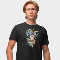 Camisa Camiseta Genuine Grit Masculina Estampada Algodão 30.1 Goku Super Saiyajin Azul Dragon Ball