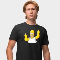 Camisa Camiseta Genuine Grit Masculina Estampada Algodão 30.1 Homer Simpson Dedo do Meio