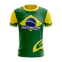 Camisa Camiseta Infantil Casual Bandeira do Brasil Patriota Verde Amarelo Unissex Copa Do Mundo