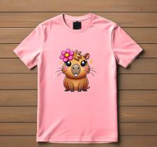 Camisa Camiseta Infantil Juvenil Capivara Flor Menino Menina Tamanho 02 ao 16 Filme Desenho