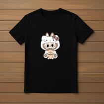 Camisa Camiseta Infantil Juvenil Labubu Hello Kitty Menino Menina Tamanho 02 ao 16 Desenho
