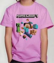 Camisa Camiseta Juvenil Infantil Menino Menina Gamer Blocos Mine Roupa Craft MD2