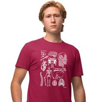 Camisa Camiseta Masculina Estampada Anatomia Humana 100% Algodão Fio 30.1 Penteado