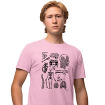 Camisa Camiseta Masculina Estampada Anatomia Humana 100% Algodão Fio 30.1 Penteado