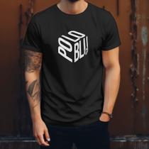 Camisa Camiseta Masculina Estampada Cubo Polo Blu Leve e Confortável em Algodão do P ao G1