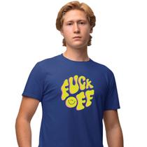 Camisa Camiseta Masculina Estampada Fuck Off Smile 100% Algodão Fio 30.1 Penteado