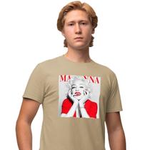 Camisa Camiseta Masculina Estampada Madonna 100% Algodão Fio 30.1 Penteado