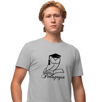 Camisa Camiseta Masculina Estampada Pedagogia Coruja 100% Algodão Fio 30.1 Penteado