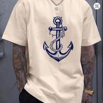 Camisa Camiseta Masculino Âncora Estiloso Moderno Tendencia Casual Confortavel