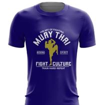 Camisa Camiseta Muay Thai Fight Culture Azul