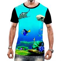 Camisa Camiseta Paisagem Fundo do Mar Peixes Animais HD 5