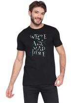 Camisa Camiseta Preta Alice We're All Mad Here M04