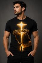Camisa camiseta preta cruz sagrada jesus Cristo gospel cristã Camisa camiseta preta cruz sagrada jesus Cristo gospel cristã