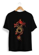 Camisa Camiseta Preto Estampada Dragão Camisa Camiseta Preto Estampada Dragão