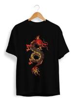 Camisa Camiseta Preto Estampada Dragão Camisa Camiseta Preto Estampada Dragão