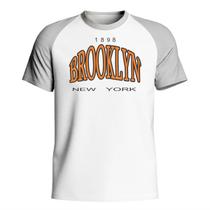 Camisa Camiseta Raglan Masculina de Algodão Gola Redonda Brooklyn
