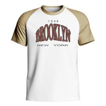 Camisa Camiseta Raglan Masculina de Algodão Gola Redonda Brooklyn