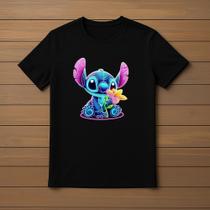 Camisa Camiseta T-Shirt Infantil Juvenil Lilo Stitch Neon Filme Desenho