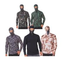 Camisa Camiseta Touca Ninja Premium Camuflado Manga Longa Tecido Refrescante Dry Elastano Anti Uv50+