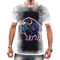 Camisa Camiseta Tshirt Animais Cyberpunk Búfalo Africa HD 1
