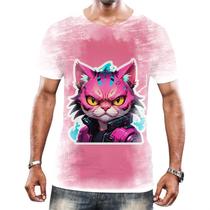 Camisa Camiseta Tshirt Animais Cyberpunk Gatos Felinos HD 1