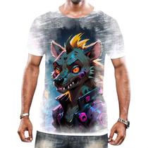 Camisa Camiseta Tshirt Animais Cyberpunk Hienas Savanas 3 Camisa Camiseta Tshirt Animais Cyberpunk Hienas Savanas 3